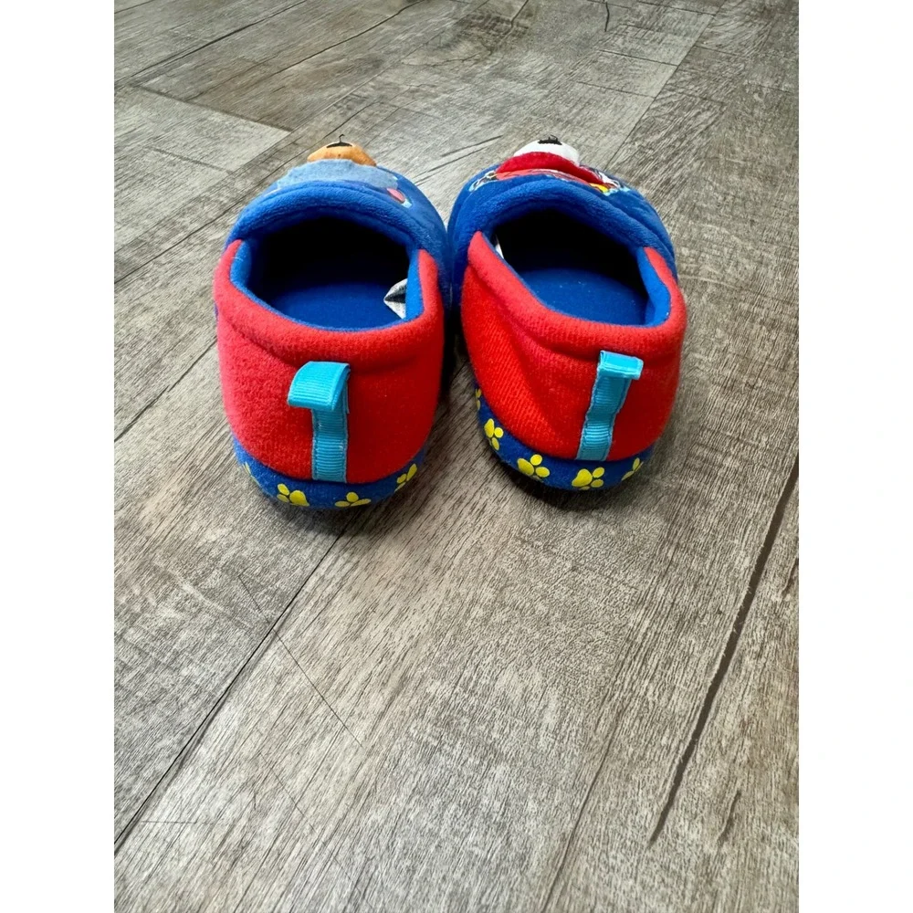 Paw Patrol Kids Marshall Chase Plush Slippers Blue Red Size 9-10